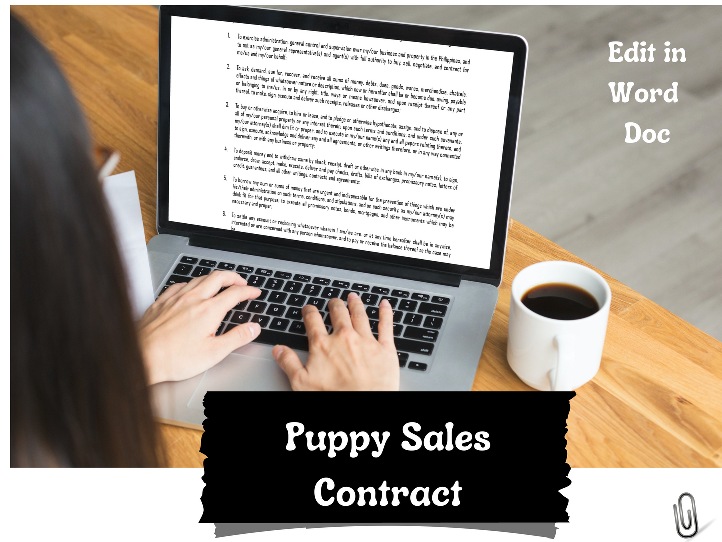 Puppy Sales Agreement Contract | Dog Bill of Sale Contract | Edit in Word | Simple Contract for Sale of Animal Pet | Instant Printable PDF | Easy to Use - Drafted by an Attorney |